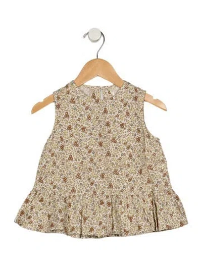 Pre-owned Rylee + Cru Babies' Toddler Girls Pattern Printed Pleated Dress In Neutral