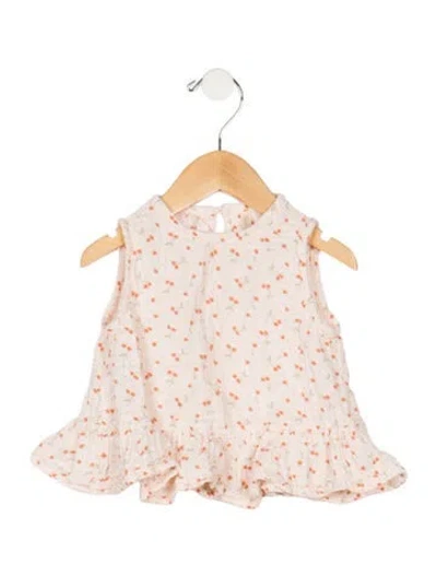 Pre-owned Rylee + Cru Babies' Toddler Girls Pattern Printed Pleated Top In Pink