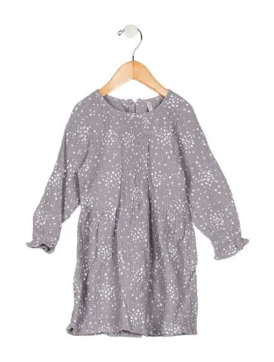 Pre-owned Rylee + Cru Babies' Toddler Girls' Print Long Sleeve Dress In Grey