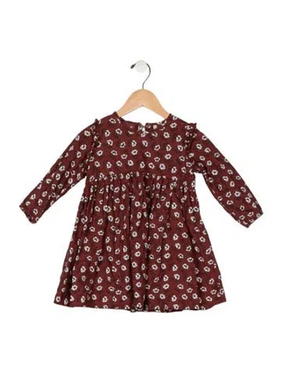 Pre-owned Rylee + Cru Babies' Toddler Girls' Printed Long Sleeve Dress In Red