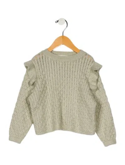 Pre-owned Rylee + Cru Babies' Toddler Girls Ruffle Embellished Knitted Sweater In Green