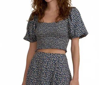Rylee + Cru Trixie Top In Blue Floral In Gray