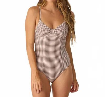Rylee + Cru Underwire One Piece In Chocolate Houndstooth In Neutral