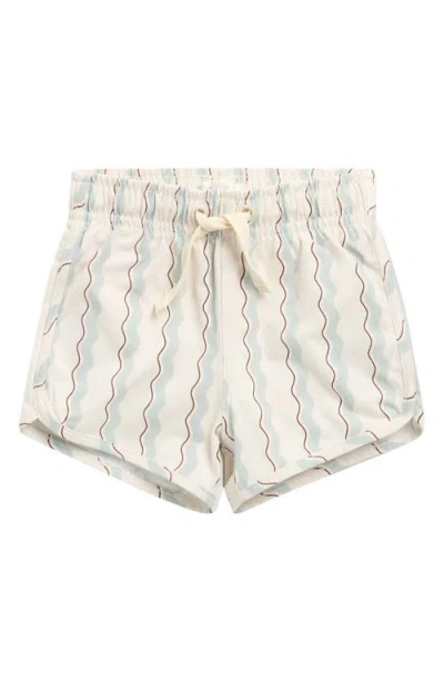 Rylee + Cru Babies'  Wave Stripe Swim Trunks In Brown