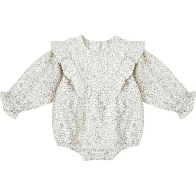 Rylee + Cru Babies'  Winnie Vines Print Ruffle Cotton Bubble Romper In Neutral