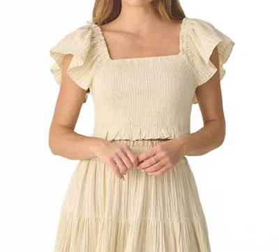Rylee + Cru Zayla Square Neck Top In Citron Stripe In Neutral