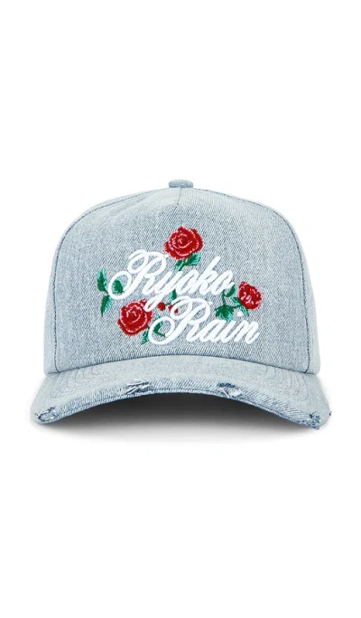 Ryoko Rain Denim Rose Strapback Hat In Blue
