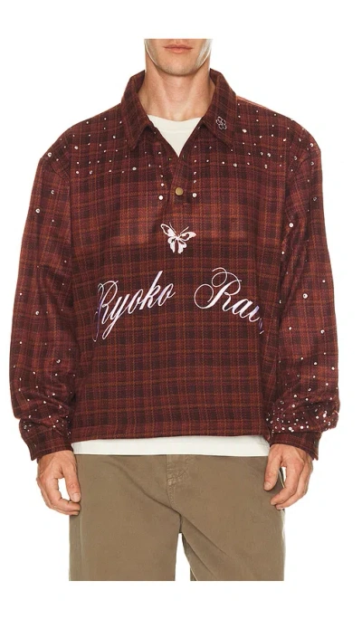 Ryoko Rain Pullover Rhienstone Flannel In Brown