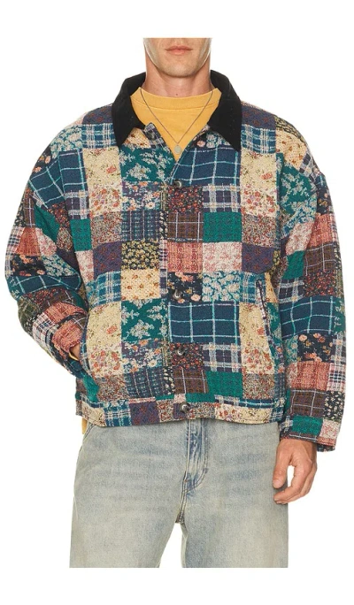 Ryoko Rain Quilted Tapestry Work Jacket In Multi