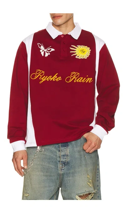 Ryoko Rain Rugby Long Sleeve Polo In Red
