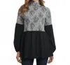 Ryu Button Back Paisley Print High Neck Blouse In Black In Multi