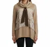 Ryu Lace Ruffled Cowl Neck Sweater In Taupe In Brown