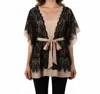 Ryu Lace Trim Dolman Sleeve Tunic In Beige In Black