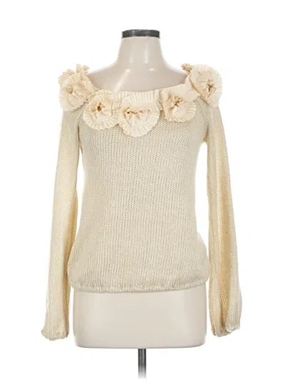 Pre-owned Ryu Long Sleeve Top Ivory Sweetheart Neckline Tops In White