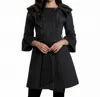 Ryu Pintuck Detailed Double Button With Waist Tie Coat In Black In Black