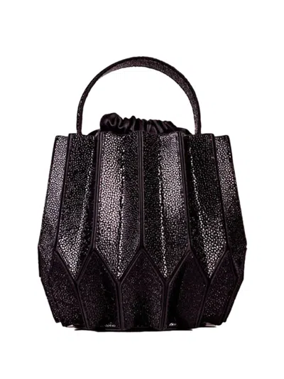 Ryzí Gamora Medium Leather Bucket Bag In Black