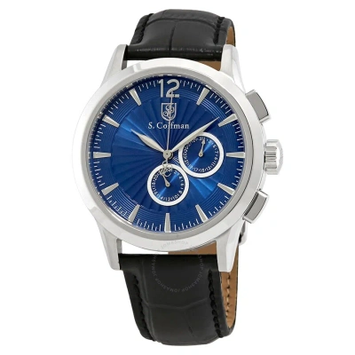S Coifman Blue Dial Black Leather Men's Watch Sc0262