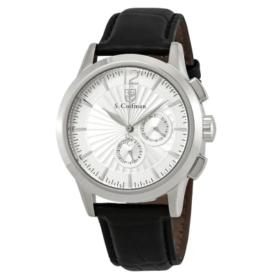 S Coifman Silver Dial Black Leather Men's Watch Sc0260 In Black / Silver