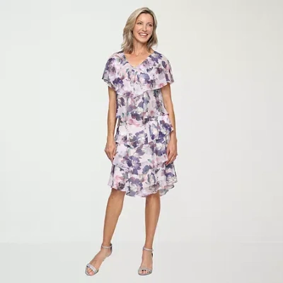 S. L. Fashions Womens Short Sleeve Floral Shift Dress In Multi
