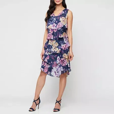 S. L. Fashions Womens Sleeveless Floral Shift Dress In Multi