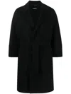 S Max Mara Belted Virgin Wool Coat In Black