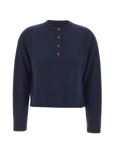 S Max Mara 런던 하프 버튼 스웨터 In Blue