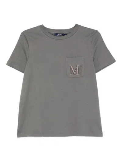 's Max Mara 로고 자수 티셔츠 In Gray
