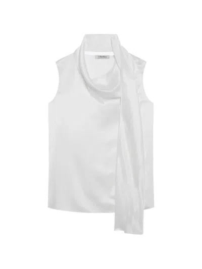's Max Mara 카울 넥 블라우스 In White