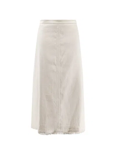 's Max Mara 프린지 A라인 미디 스커트 In Neutral
