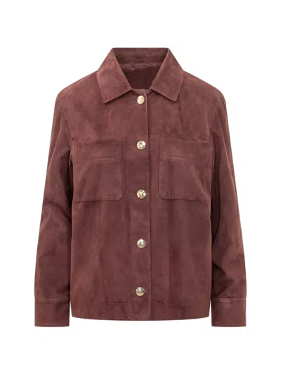 S Max Mara Abisso Button-up Suede Jacket In Transparent