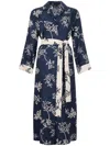 S Max Mara Timeo Kaftan Silk Dress With Floral Print In Blue