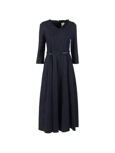 's Max Mara Abito Vela Beaded V-neck Dress In Blue