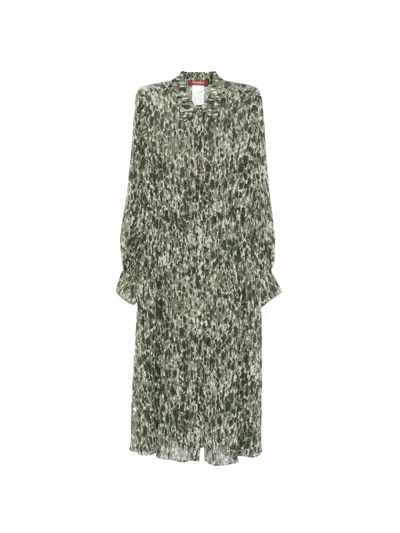 's Max Mara Abstract-print Pleated Dress In Green