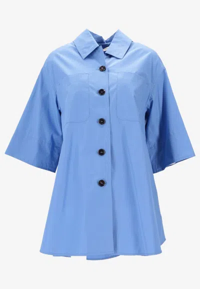 's Max Mara Adam Embroidered Buttoned Shirt In Blue