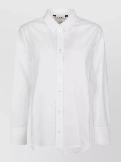 S Max Mara Adele Straight Shirt Long Sleeves Buttoned Cuffs In White
