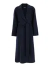 'S MAX MARA AGATA BLUE COAT WITH MATCHING BELT IL WOOL WOMAN