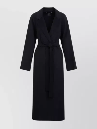 's Max Mara Ester Wool Crepe Midi Coat W/ Belt In Black