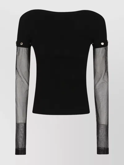 S Max Mara Alcide Sleeveless Top With Sheer Ribbed Texture In Black