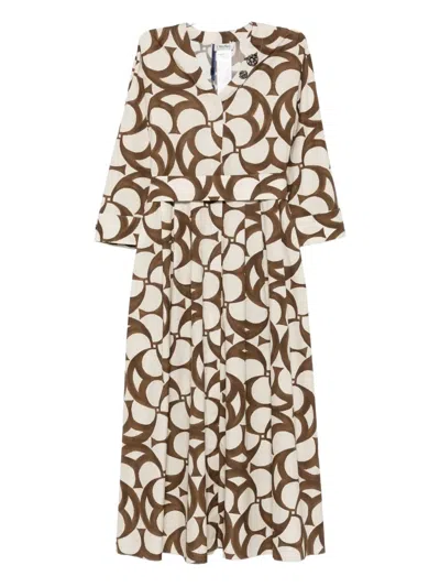 S Max Mara Alice Pleated Abstract-print Midi Dress In Multi
