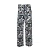 S Max Mara All-over Patterned Wide Leg Trousers In Navy-white