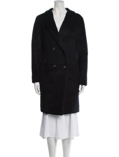 Pre-owned 's Max Mara Alpaca Faux Fur Coat In Black