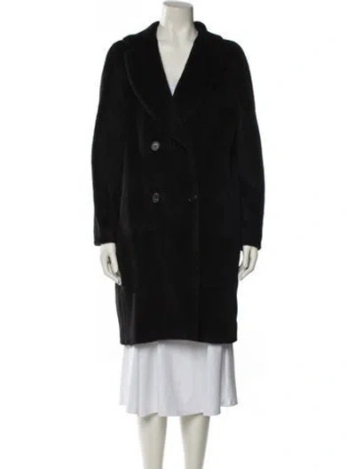 Pre-owned 's Max Mara Alpaca Faux Fur Coat In Black