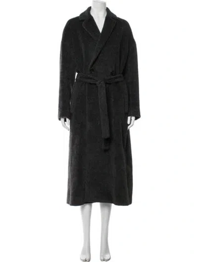 Pre-owned S Max Mara Alpaca Faux Fur Coat In Black/grey