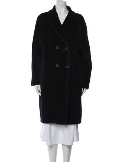 Pre-owned S Max Mara Alpaca Faux Fur Coat In Blue