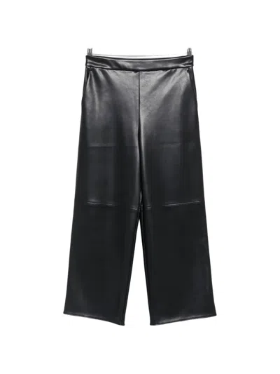 S Max Mara Amati Faux-leather Cropped Palazzo Pants In Black