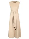 S Max Mara Amina Cotton Twill Belted Midi Dress