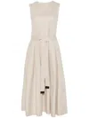 S Max Mara Amina Cotton Twill Belted Midi Dress In Neutrals
