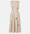 S Max Mara Amina Cotton Twill Belted Midi Dress In Beige