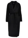 's Max Mara Belted Wool And Cashmere Coat With Large Pockets In Black