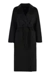 's Max Mara Belted Wool And Cashmere Coat With Large Pockets In Black